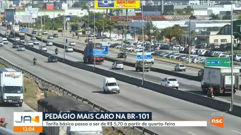 Pedágios na BR-101 em SC ficam mais caros a partir de quarta-feira; confira os novos valores