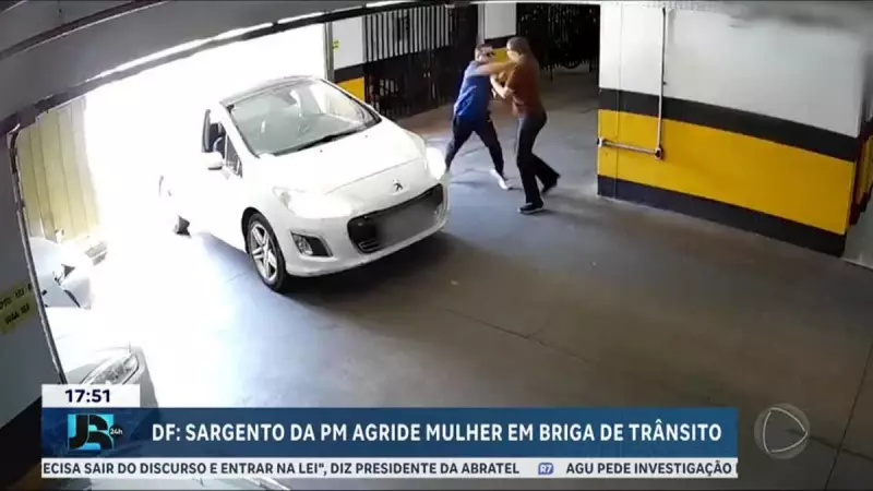 Polícial Militar é flagrado agredindo mulher após briga de trânsito em câmeras de segurança