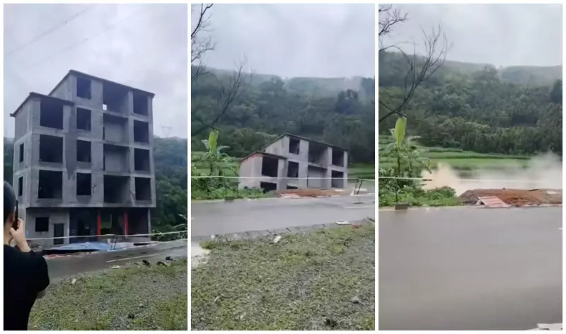 Prédio de cinco andares desaba no sul da China após fortes chuvas; veja vídeo