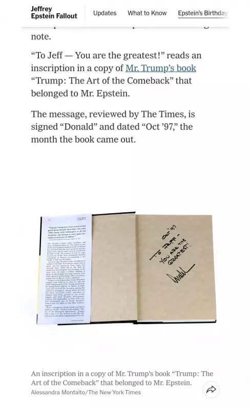 Revelação bombástica: Trump chamou Epstein de 'O Maioral' em dedicatória de livro — veja a foto exclusiva