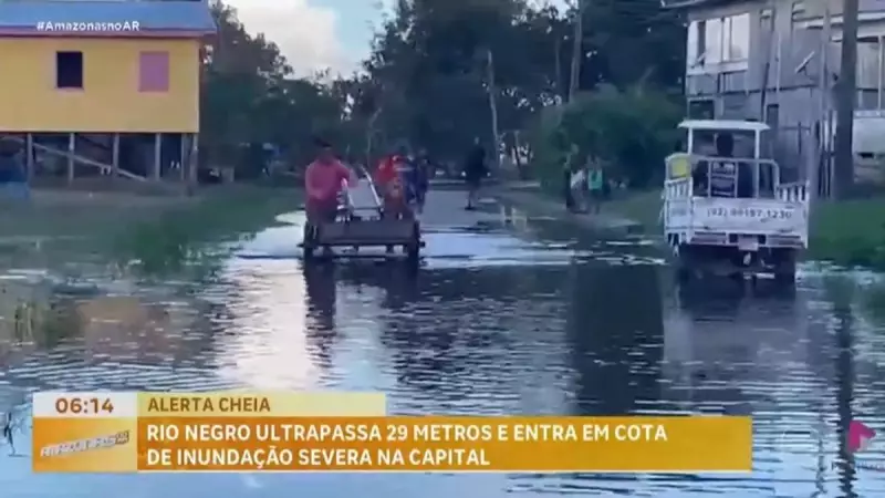 Rio Negro atinge cota de inundação severa em Manaus e afeta milhares de famílias