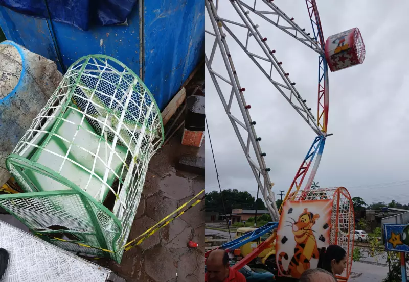 Roda-gigante desaba em parque de diversões em Roraima: jovens feridos e interditação imediata