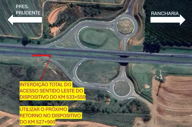 Rodovia Raposo Tavares em Martinópolis tem acesso interditado por obras de recuperação