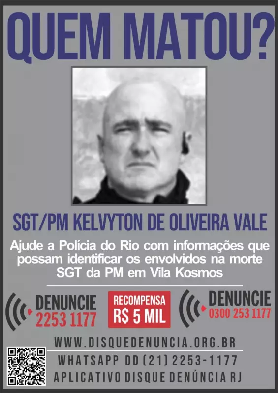 Sargento baleado na cabeça: 34º agente morto no RJ em 2025 — Recompensa por informações