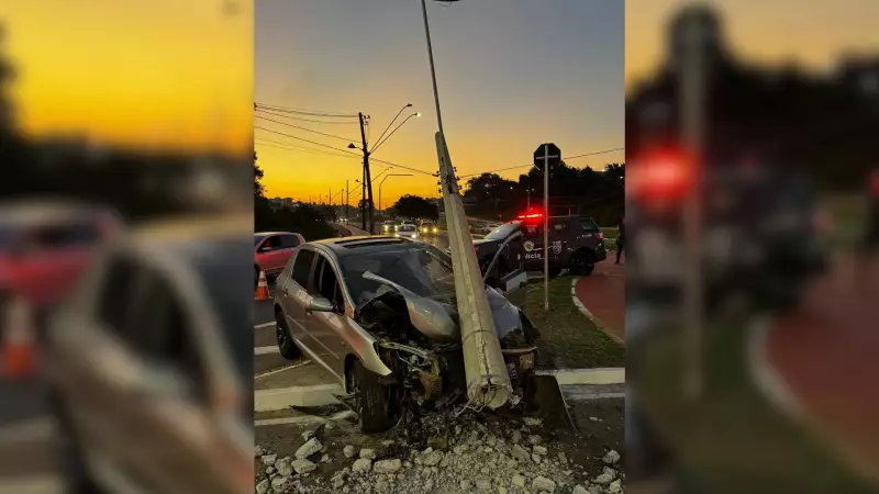 Suspeito acelera a 180 km/h, bate carro e é preso com drogas em Bauru — veja o flagrante