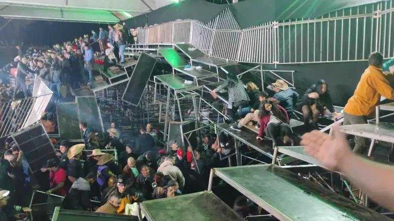 Tragédia em arena de rodeio: arquibancada desaba e deixa dezenas feridos — Defesa Civil investiga