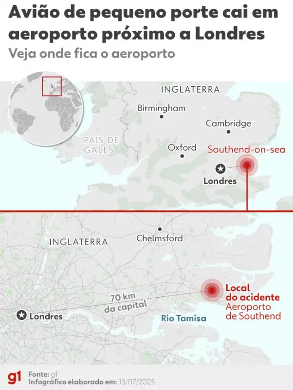 Tragédia em Londres: Quatro pessoas morrem em queda de avião pequeno