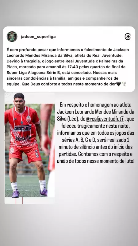 Tragédia em Maceió: Jogador de Futebol 7 morre em acidente um dia antes de partida decisiva