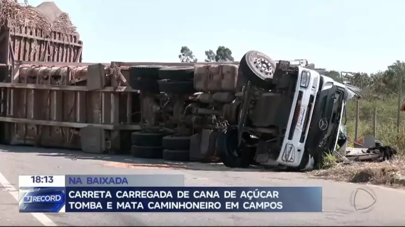 Tragédia na Baixada Campista: Caminhoneiro morre após tombamento de carreta na RJ-224