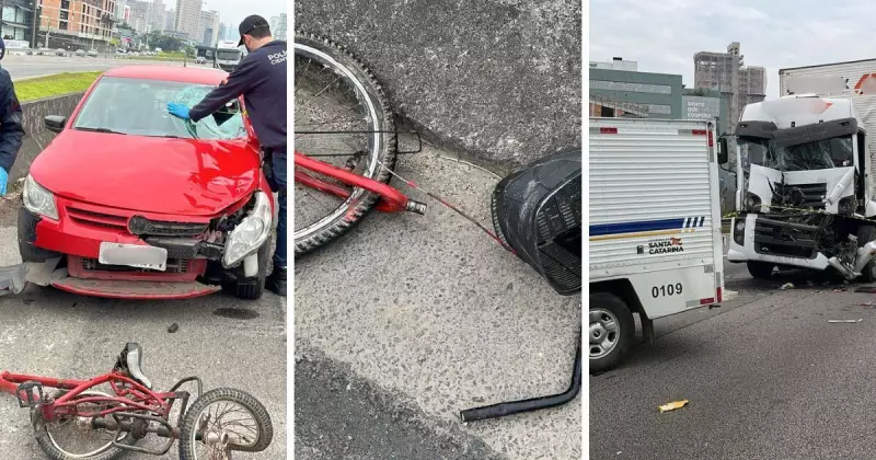 Tragédia na BR-101: Ciclista morre e caminhão causa novo acidente ao frear sobre corpo em SC