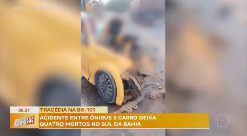 Tragédia na BR-101: Colisão entre carro e micro-ônibus deixa quatro mortos no sul da Bahia