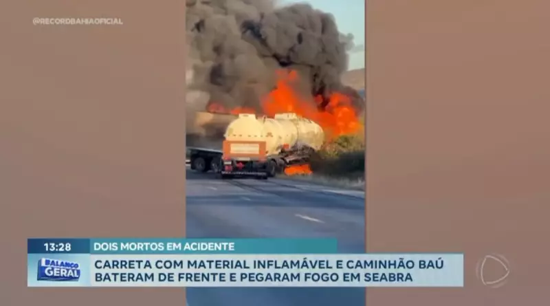 Tragédia na BR-242: Colisão entre caminhão-tanque e caminhão baú deixa dois mortos
