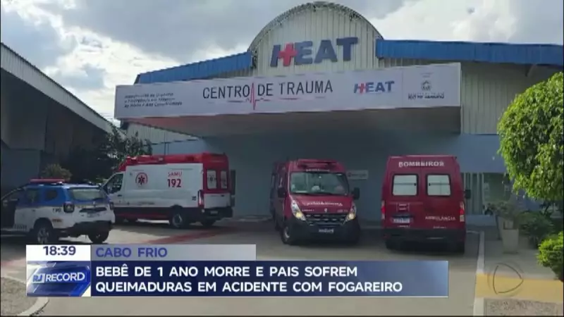 Tragédia no RJ: Bebê de 1 ano morre e pais ficam gravemente feridos em acidente com fogareiro