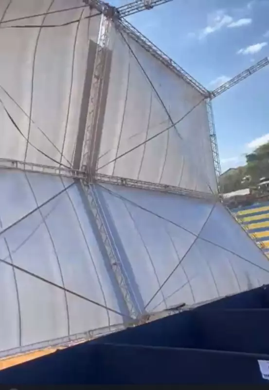 Ventania destrói camarote em parque de exposições em Bambuí: veja o vídeo impressionante!