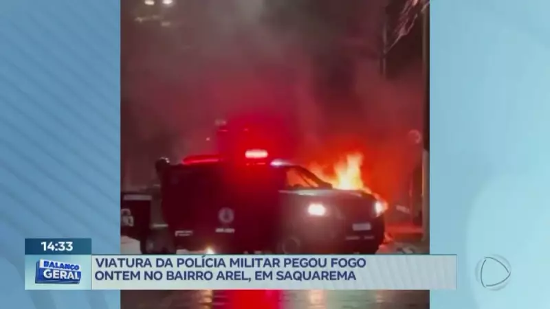 Viatura da Polícia Militar pega fogo em Saquarema, RJ: veja o que aconteceu