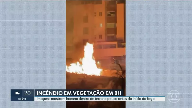 Vídeo chocante: homem provoca incêndio que devastou área equivalente a 2 campos de futebol e ameaçou prédios em MG