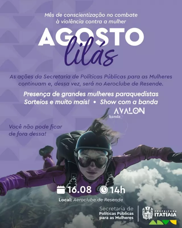 Agosto Lilás: Itatiaia se mobiliza contra violência à mulher com ações impactantes