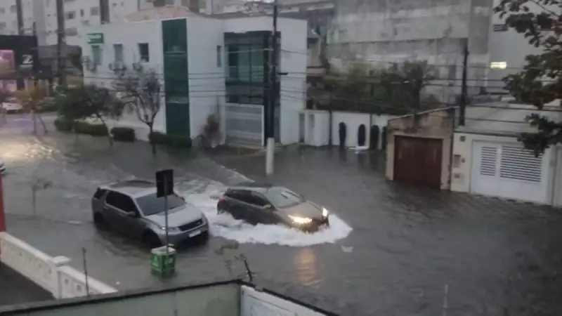 Baixada Santista sob tempestade: granizo e alagamentos assustam moradores