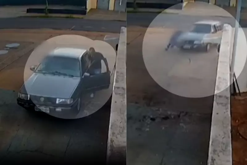 Bandido aproveita distração e rouba carro em plena luz do dia no Paraná — veja o vídeo chocante