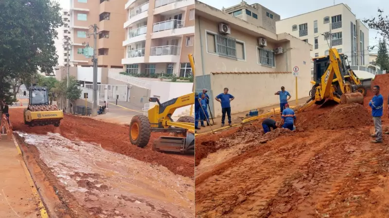 Bauru: Vazamento em obra atrasa conserto de rua onde carro despencou em cratera