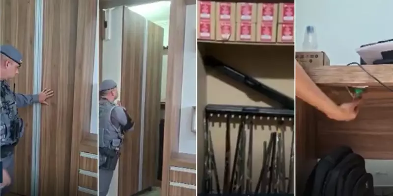 Bunker Secreto com Chave Digital: Polícia Desvenda Arsenal de 183 Armas em Loja de Americana