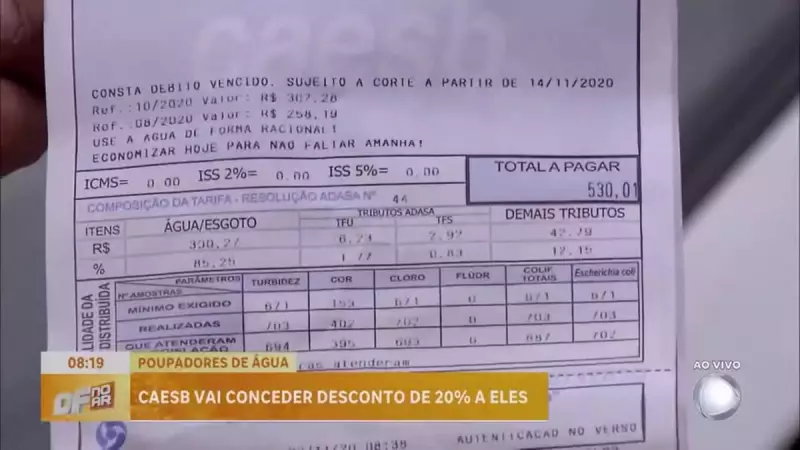 CAESB premia moradores do DF que economizaram água: desconto de 20% na conta!