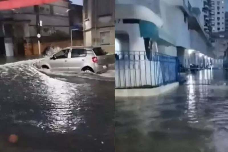 Chuva vira caos em Santos: alagamentos viram rios e deixam cidade em estado de alerta