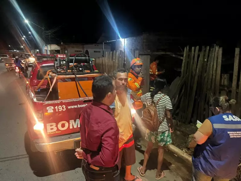 Desabamento de casa assusta Rio Branco: família é resgatada com ajuda de vizinhos e recebe auxílio emergencial