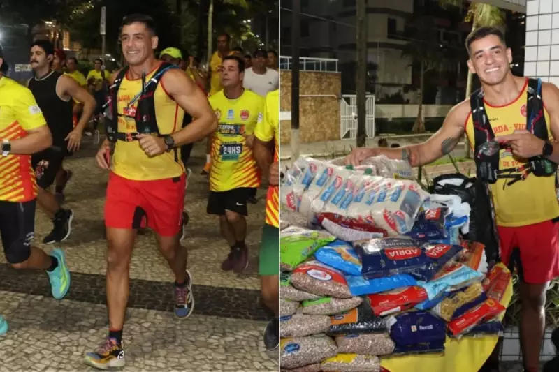 Heróis do Litoral: Guarda-vidas correm por 24h e arrecadam mais de 1 tonelada de alimentos em maratona solidária
