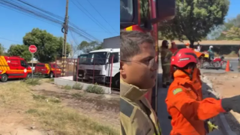 Incêndio de grandes proporções atinge revendedora de caminhões em Teresina — veja imagens