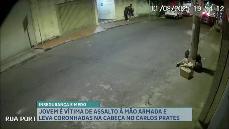 Jovem é brutalmente agredido com coronhadas durante assalto no Carlos Prates, em BH — Veja o vídeo chocante