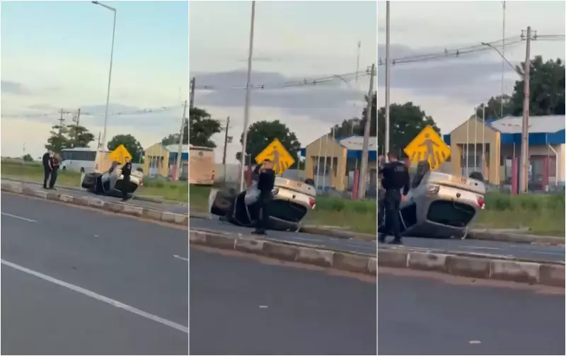 Jovem Fica Preso às Ferragens Após Capotar Carro ao Subir no Meio-Fio em Boa Vista — Veja o Resgate!