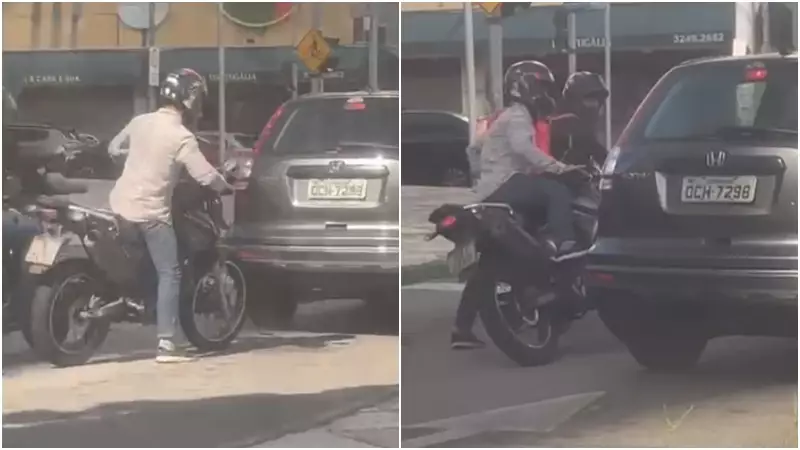 Motociclista destrói carro de mulher em briga de trânsito em Fortaleza — veja o vídeo chocante