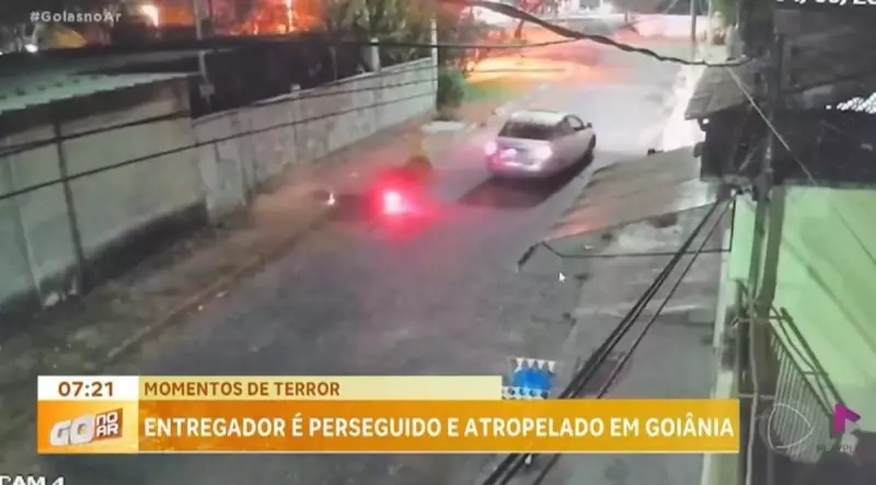 Motorista enlouquece e atropela entregador em perseguição assustadora em Goiás