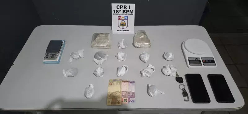 Operação do 18º BPM desmantela ponto de drogas em Monte Alegre e prende casal