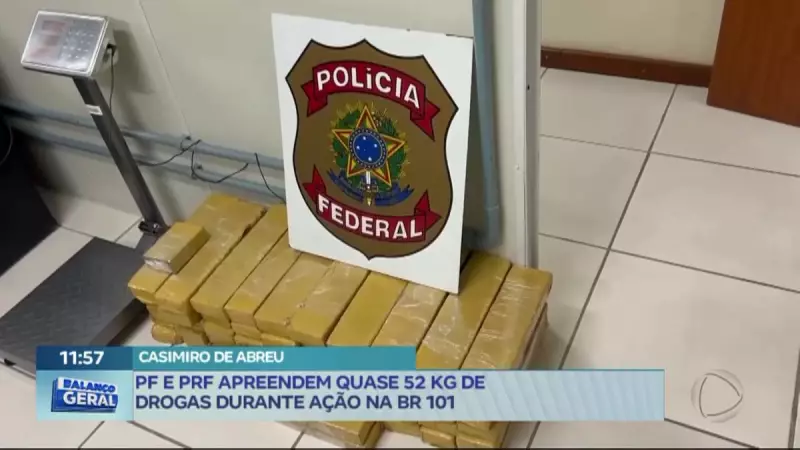 Operação na BR-101: PF e PRF apreendem 52 kg de drogas em ação surpresa no RJ