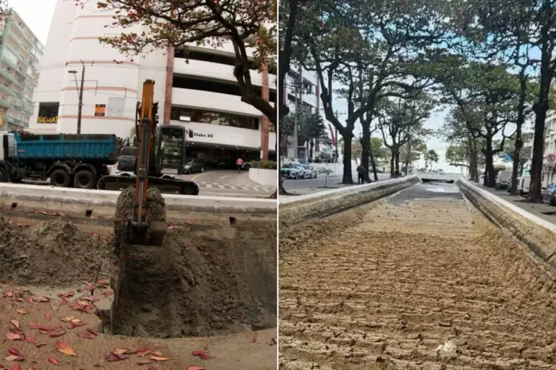 Ressaca em Santos: quase mil toneladas de areia entopem Canal 3 e viram dor de cabeça