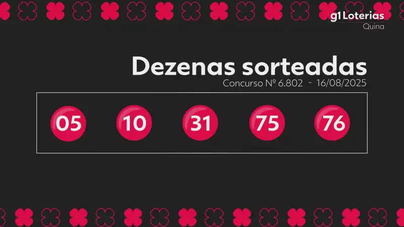Resultado da Quina hoje: confira os números sorteados no concurso 6802
