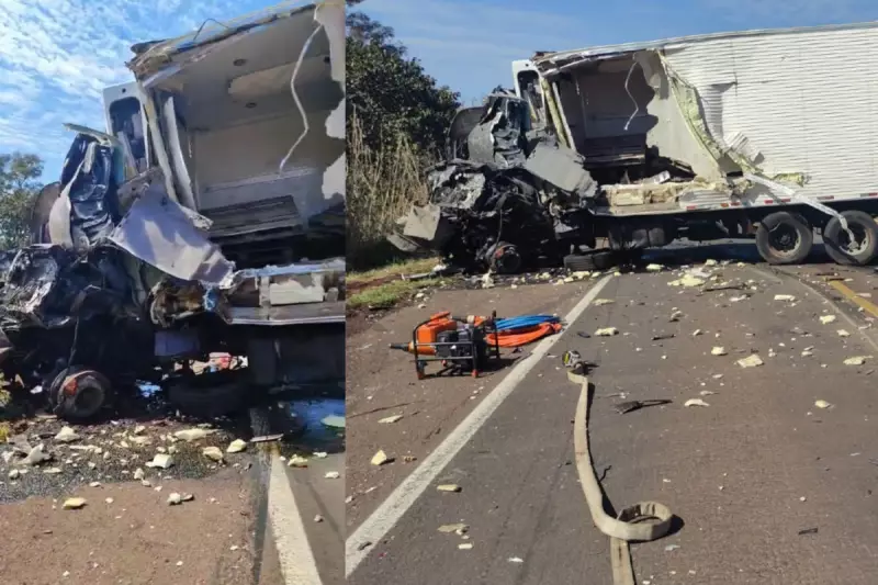 Tragédia na BR-262: Colisão frontal entre caminhão e carreta deixa dois mortos e interdita rodovia em MS