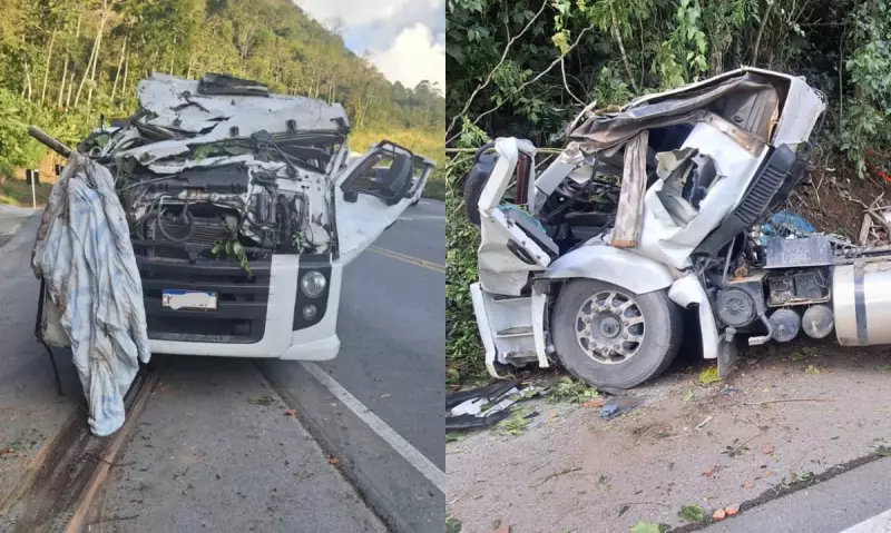Tragédia na BR-470: Jovem de 19 anos morre após caminhão desgovernado derrapar e cair em barranco em SC