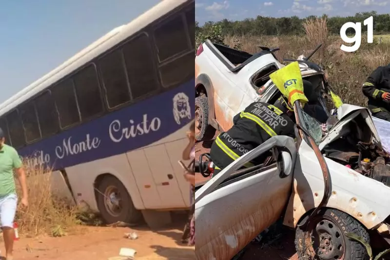 Tragédia na MT-473: Colisão frontal entre carro e ônibus deixa um morto e dois feridos em rodovia de Mato Grosso