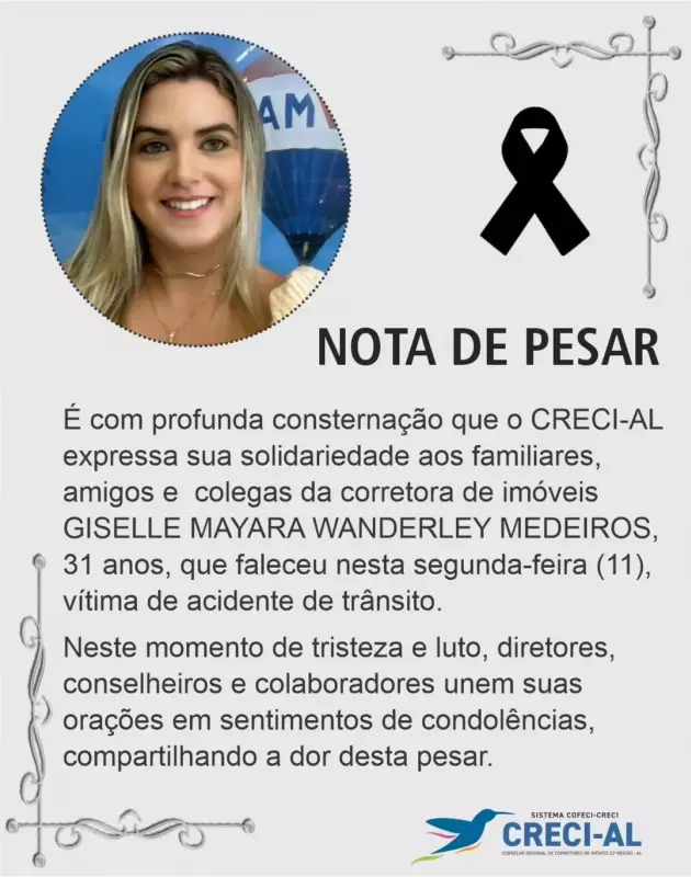 Tragédia no trânsito: corretora de imóveis morre após colisão com poste em Maceió