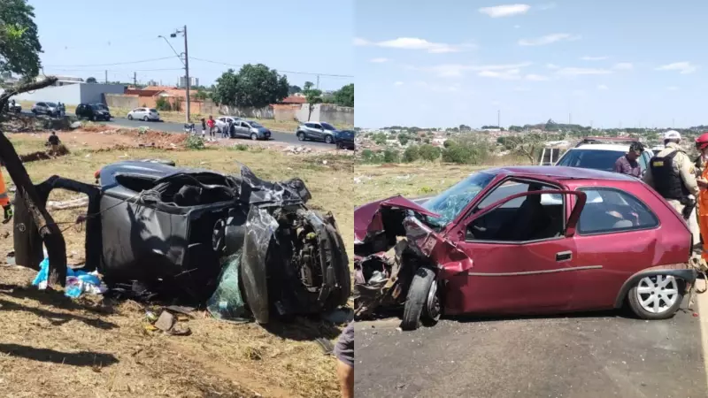 Batida Violenta na MG-497: Oito Pessoas Feridas em Colisão Entre Carros em Uberlândia