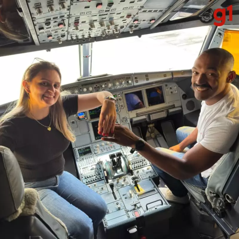 Bombeiro de MT surpreende namorada com pedido de casamento durante voo de helicóptero — e a reação é puro amor!