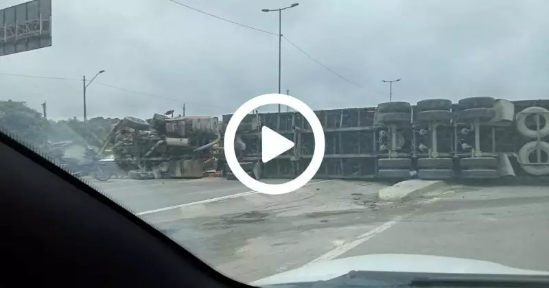 Caminhão Tomba e Desliza na BR-101 em Joinville: Veja o Vídeo Impressionante