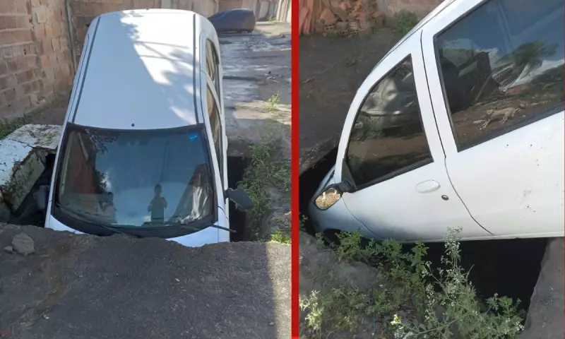 Feira de Santana: Carro é Engolido por Cratera no Asfalto — Motorista Escapa Ileso
