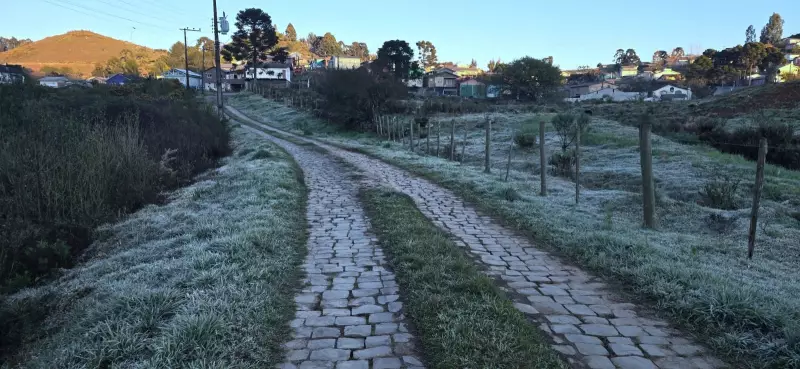 Geada Transforma Serra Catarinense em Paisagem Congelada com Temperaturas Extremas