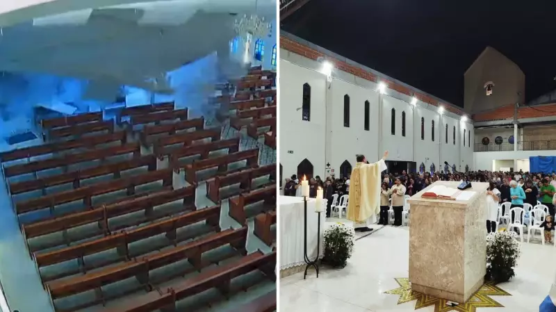Igreja no Paraná celebra missas sem telhado após granizo destruir estrutura em temporal histórico