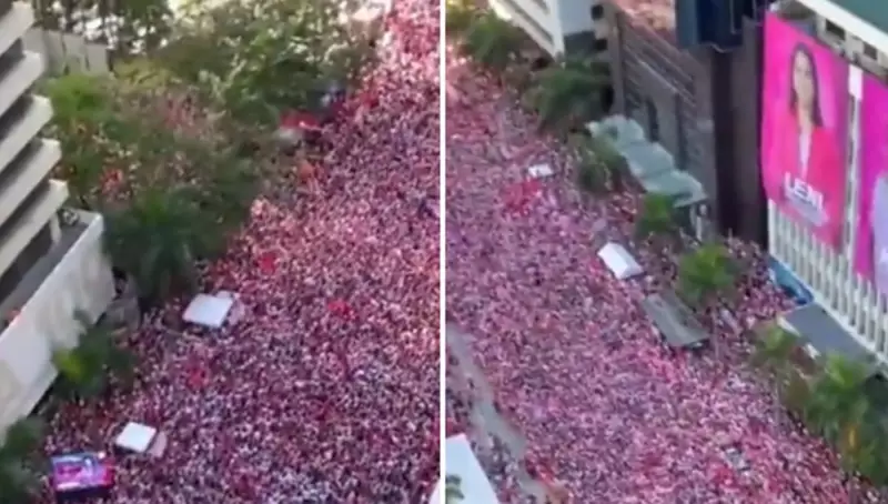 Vídeo Viral é Fraude! Multidão de Vermelho Não é Protesto em SP, mas Gravação Antiga nas Filipinas
