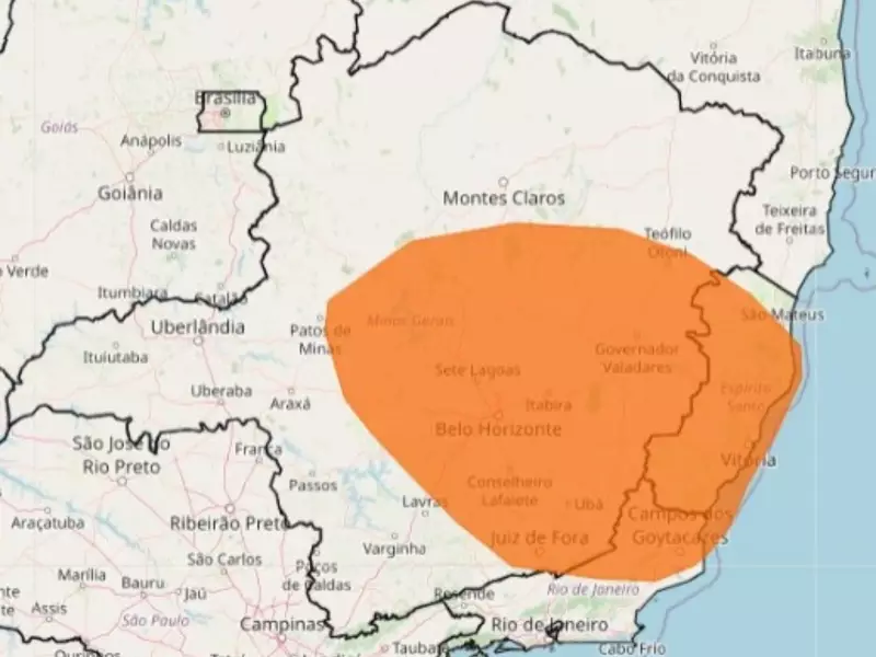 Alerta Laranja do INMET: 31 cidades de MG em risco com previsão de chuvas intensas